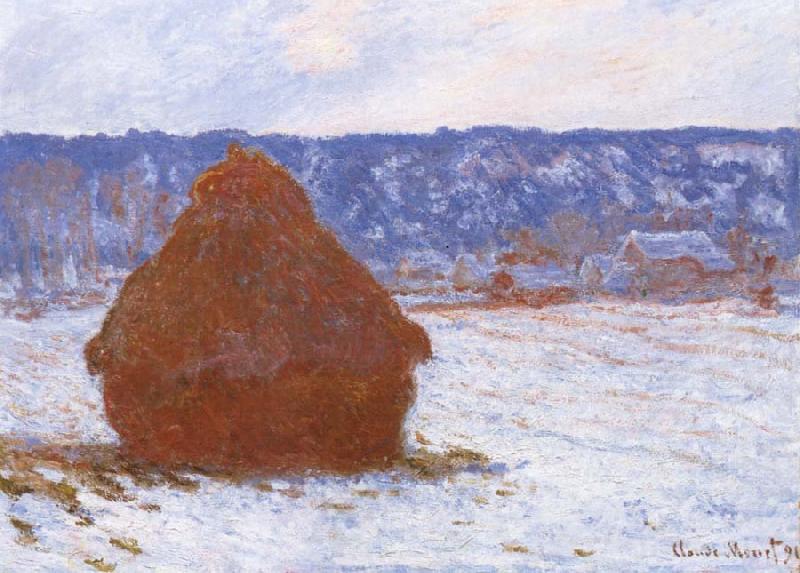 Claude Monet Grainstack in Overcast Weather,Snwo Effect Germany oil painting art